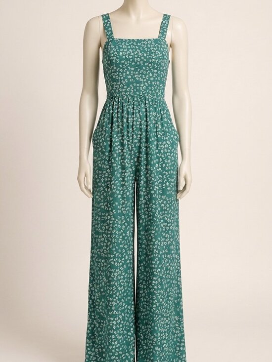Dokotoo Pants - Dokotoo Dark Green Casual Loose Jumpsuit M Sleeveless Pocket Viscose Vacation